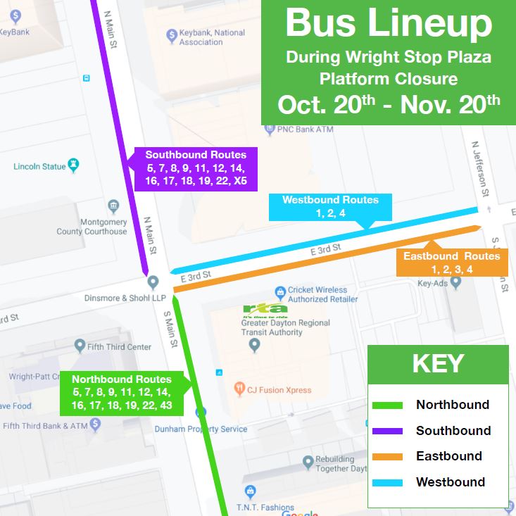 Bus Lineup closure map