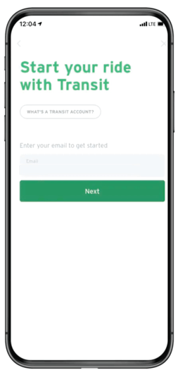 Start your ride with Transit screen